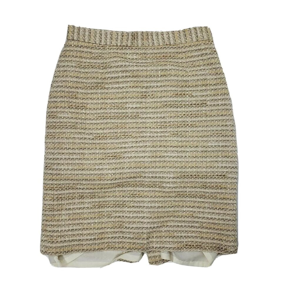 Liz Claiborne Petite Skirt Womens Size 8P 8 Petites Tan Tweed Pencil Zip Up